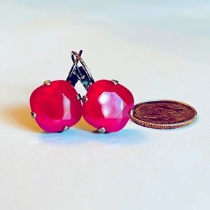 Swarovski crystal drop earrings, 12mm cushion cut